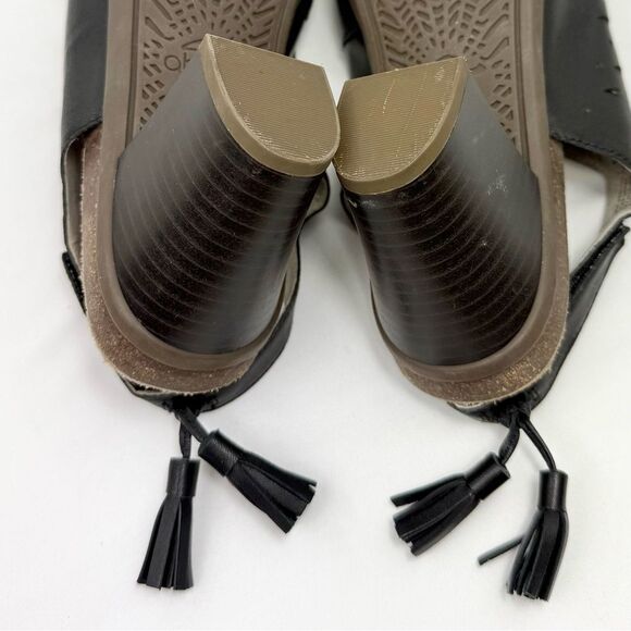 Abeo BIO System BERRIE Perforated Black Leather Peep Toe Slingback Sandals - Picture 12 of 14